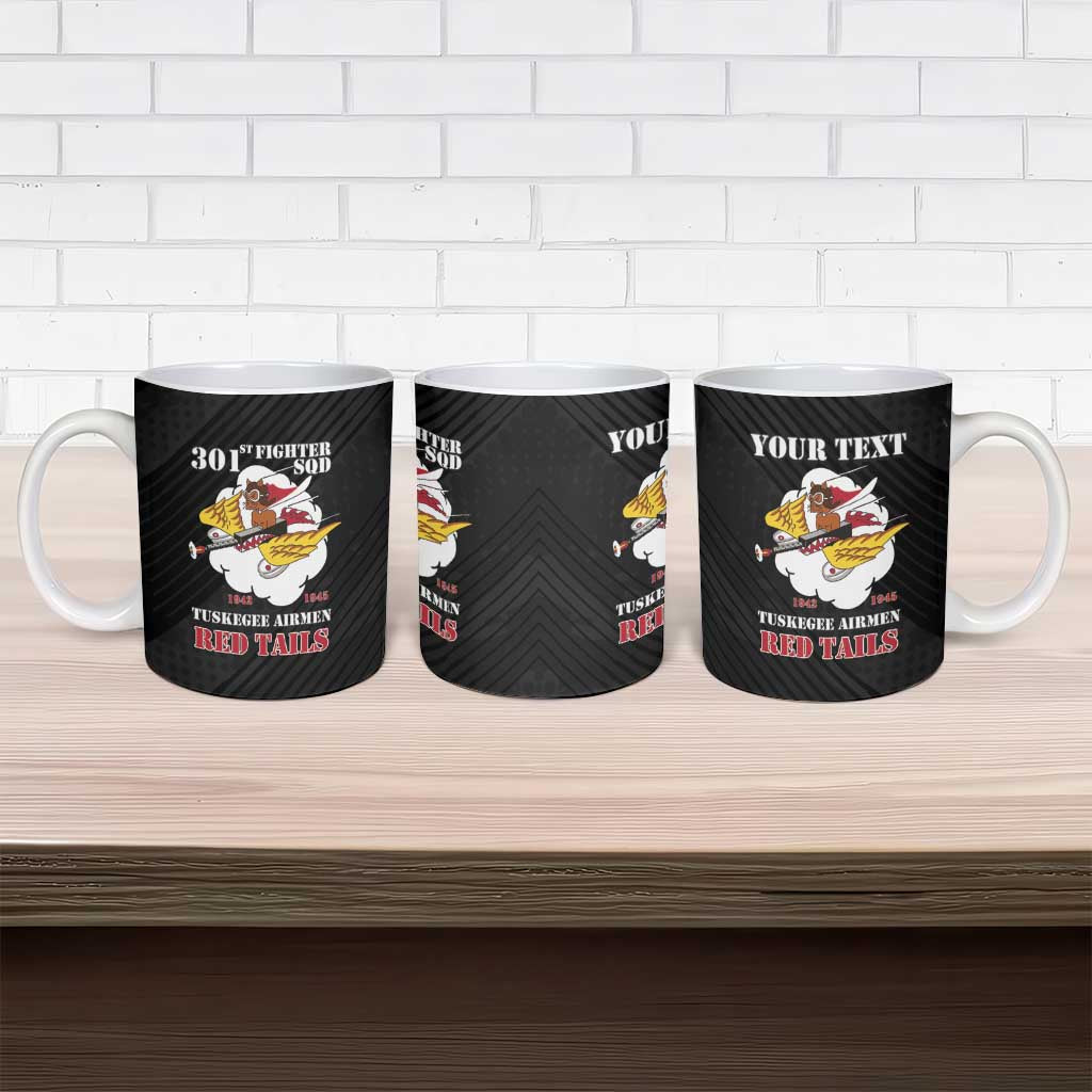 Personalized Tuskegee Airmen Red Tails Ceramic Mug 301st Fighter Squadron - Black - Wonder Print Shop