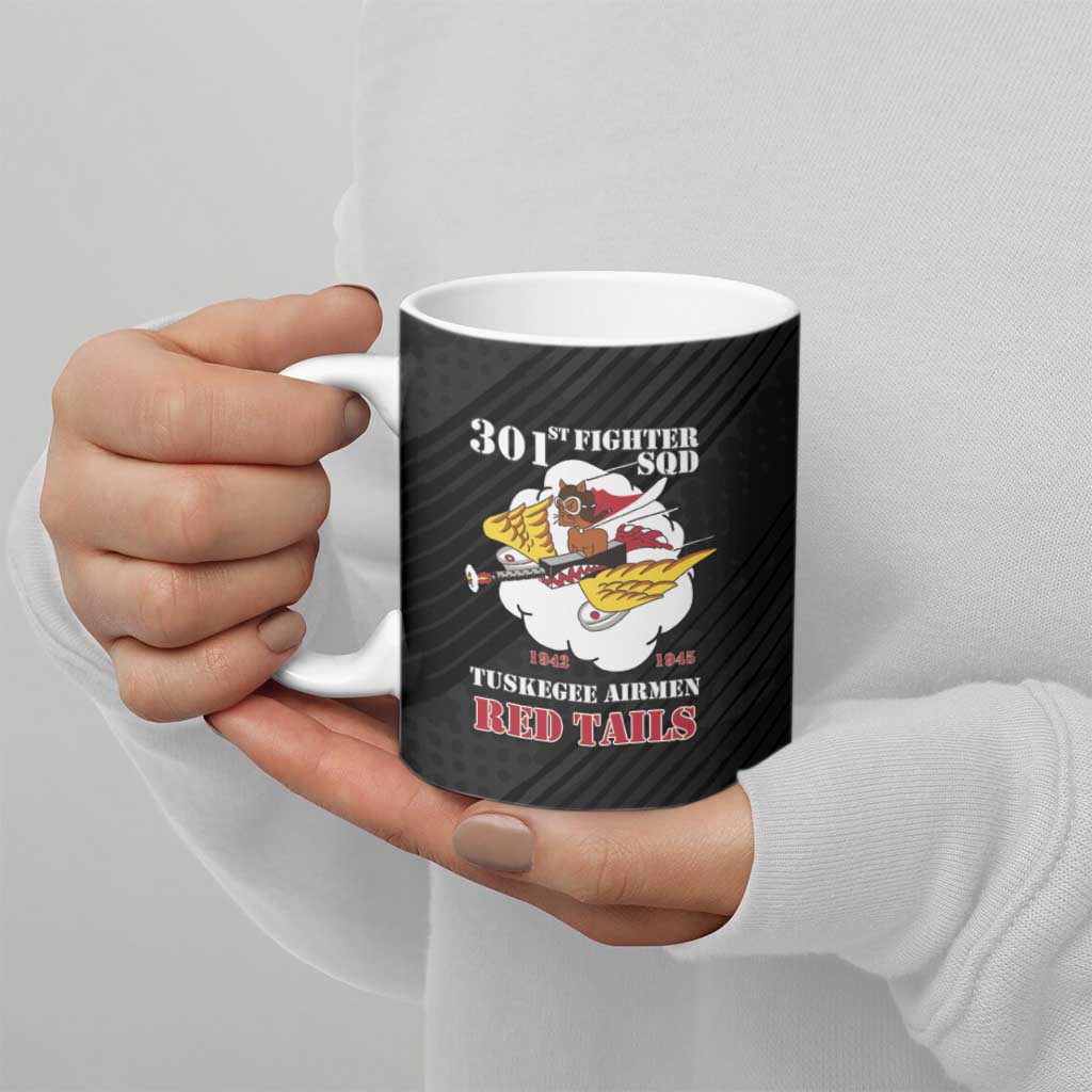 Personalized Tuskegee Airmen Red Tails Ceramic Mug 301st Fighter Squadron - Black - Wonder Print Shop