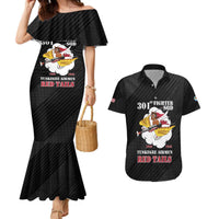 Personalized Tuskegee Airmen Red Tails Couples Matching Mermaid Dress and Hawaiian Shirt 301st Fighter Squadron - Black - Wonder Print Shop