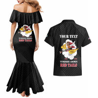 Personalized Tuskegee Airmen Red Tails Couples Matching Mermaid Dress and Hawaiian Shirt 301st Fighter Squadron - Black - Wonder Print Shop