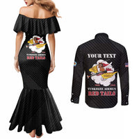 Personalized Tuskegee Airmen Red Tails Couples Matching Mermaid Dress and Long Sleeve Button Shirt 301st Fighter Squadron - Black - Wonder Print Shop