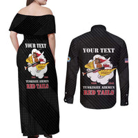 Personalized Tuskegee Airmen Red Tails Couples Matching Off Shoulder Maxi Dress and Long Sleeve Button Shirt 301st Fighter Squadron - Black - Wonder Print Shop