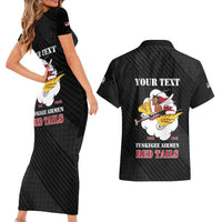 Personalized Tuskegee Airmen Red Tails Couples Matching Short Sleeve Bodycon Dress and Hawaiian Shirt 301st Fighter Squadron - Black - Wonder Print Shop