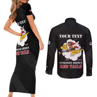 Personalized Tuskegee Airmen Red Tails Couples Matching Short Sleeve Bodycon Dress and Long Sleeve Button Shirt 301st Fighter Squadron - Black - Wonder Print Shop