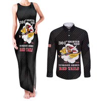 Personalized Tuskegee Airmen Red Tails Couples Matching Tank Maxi Dress and Long Sleeve Button Shirt 301st Fighter Squadron - Black - Wonder Print Shop