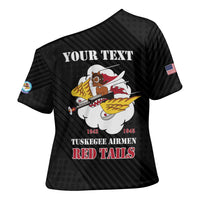 Personalized Tuskegee Airmen Red Tails Cross Shoulder Shirt 301st Fighter Squadron - Black - Wonder Print Shop