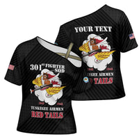 Personalized Tuskegee Airmen Red Tails Cross Shoulder Shirt 301st Fighter Squadron - Black - Wonder Print Shop