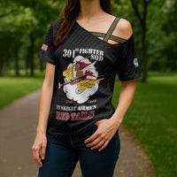 Personalized Tuskegee Airmen Red Tails Cross Shoulder Shirt 301st Fighter Squadron - Black - Wonder Print Shop