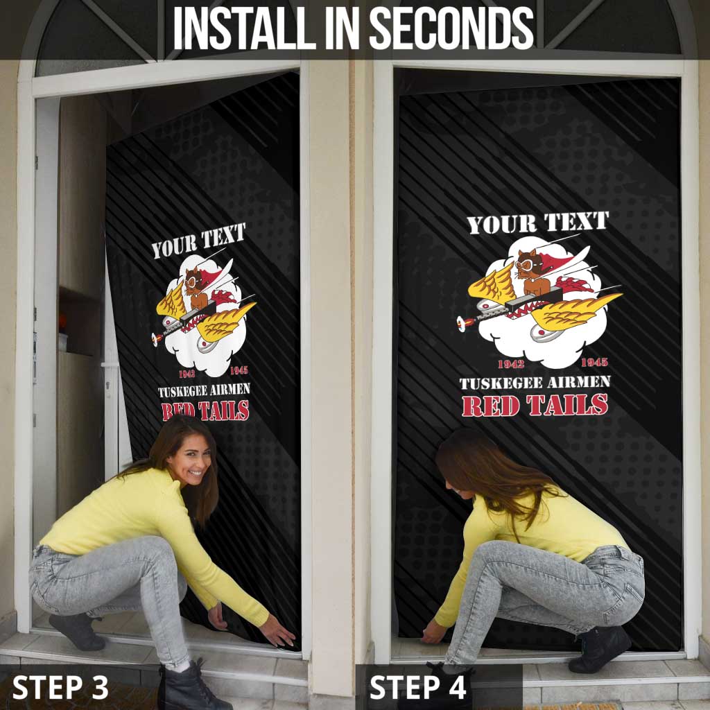 Personalized Tuskegee Airmen Red Tails Door Cover 301st Fighter Squadron - Black - Wonder Print Shop