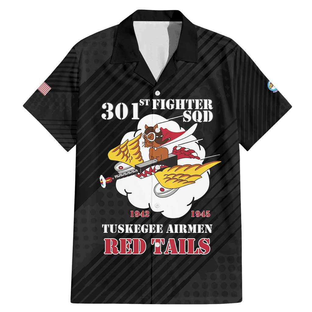 Personalized Tuskegee Airmen Red Tails Family Matching Mermaid Dress and Hawaiian Shirt 301st Fighter Squadron - Black - Wonder Print Shop