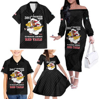 Personalized Tuskegee Airmen Red Tails Family Matching Off The Shoulder Long Sleeve Dress and Hawaiian Shirt 301st Fighter Squadron - Black - Wonder Print Shop