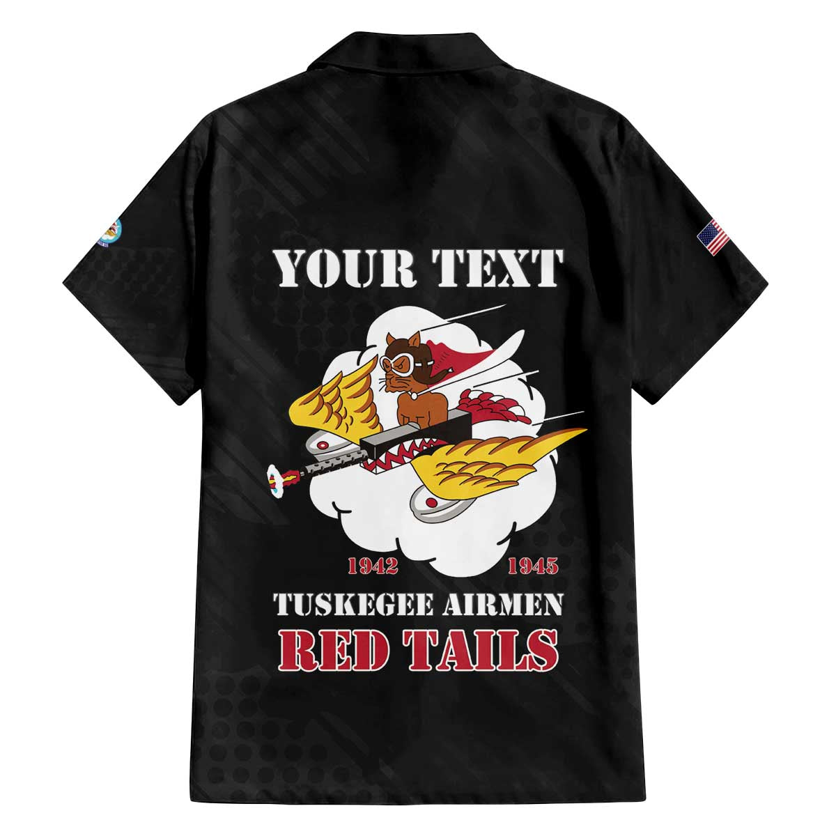 Personalized Tuskegee Airmen Red Tails Family Matching Off The Shoulder Long Sleeve Dress and Hawaiian Shirt 301st Fighter Squadron - Black - Wonder Print Shop