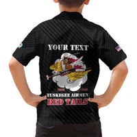 Personalized Tuskegee Airmen Red Tails Family Matching Puletasi and Hawaiian Shirt 301st Fighter Squadron - Black - Wonder Print Shop