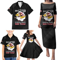 Personalized Tuskegee Airmen Red Tails Family Matching Puletasi and Hawaiian Shirt 301st Fighter Squadron - Black - Wonder Print Shop