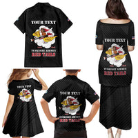 Personalized Tuskegee Airmen Red Tails Family Matching Puletasi and Hawaiian Shirt 301st Fighter Squadron - Black - Wonder Print Shop