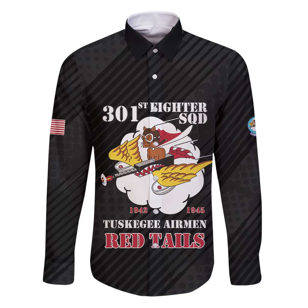 Personalized Tuskegee Airmen Red Tails Family Matching Puletasi and Hawaiian Shirt 301st Fighter Squadron - Black - Wonder Print Shop