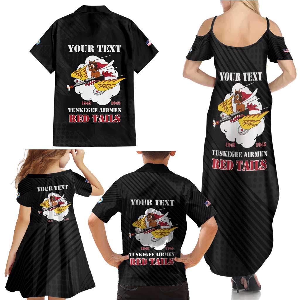 Personalized Tuskegee Airmen Red Tails Family Matching Summer Maxi Dress and Hawaiian Shirt 301st Fighter Squadron - Black - Wonder Print Shop