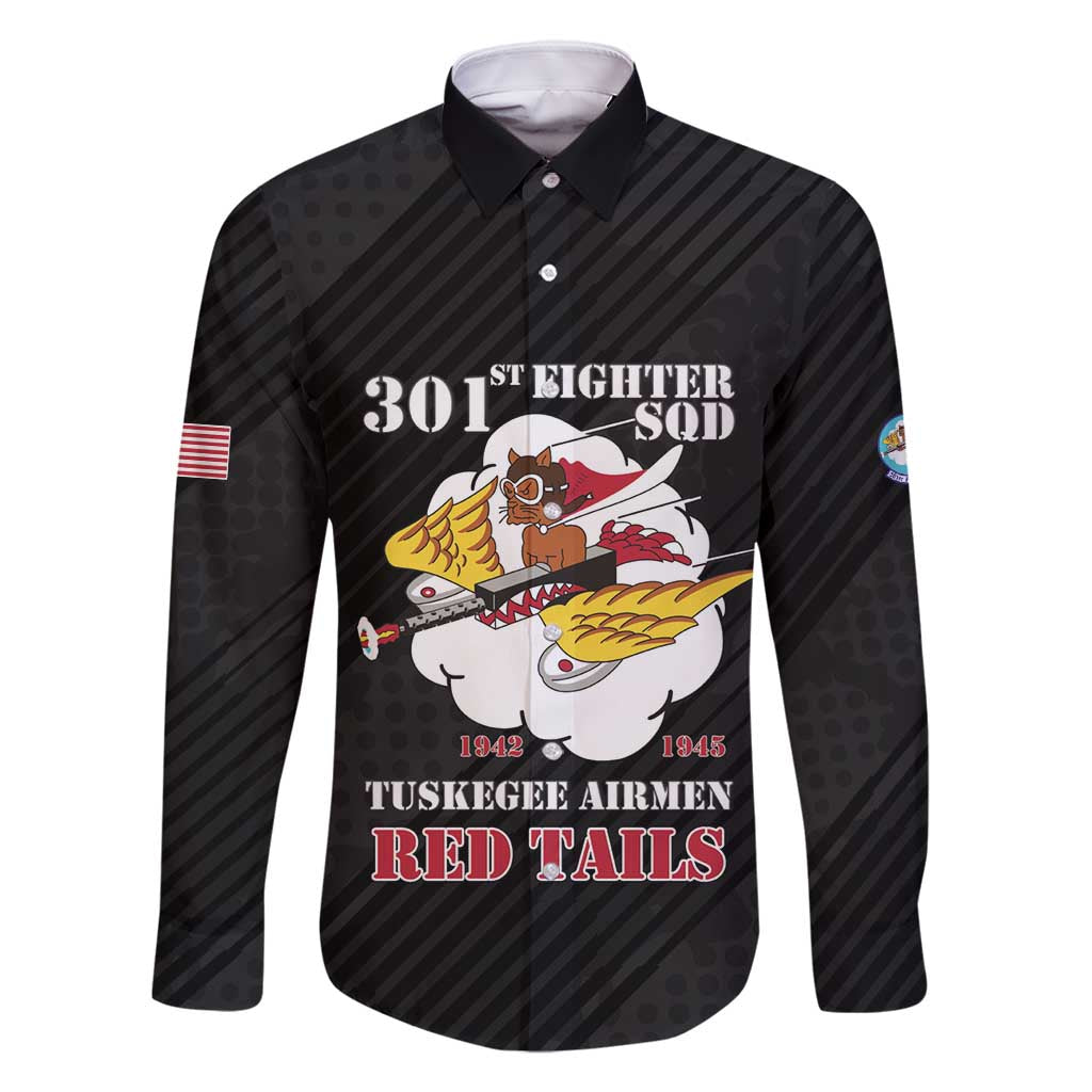 Personalized Tuskegee Airmen Red Tails Family Matching Summer Maxi Dress and Hawaiian Shirt 301st Fighter Squadron - Black - Wonder Print Shop