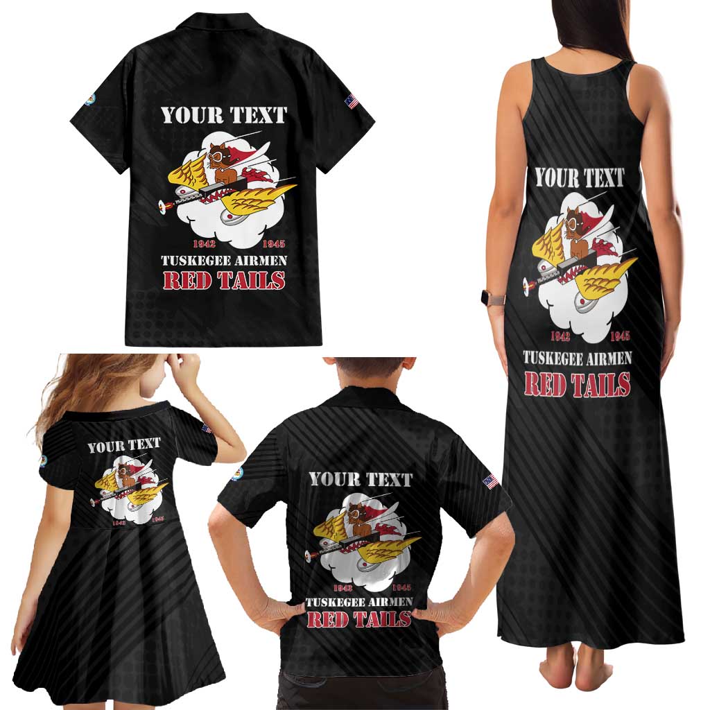 Personalized Tuskegee Airmen Red Tails Family Matching Tank Maxi Dress and Hawaiian Shirt 301st Fighter Squadron - Black - Wonder Print Shop
