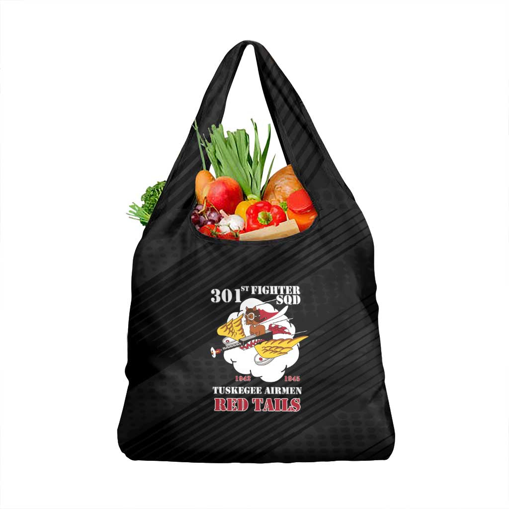 Tuskegee Airmen Red Tails Grocery Bag 301st Fighter Squadron - Black - Wonder Print Shop