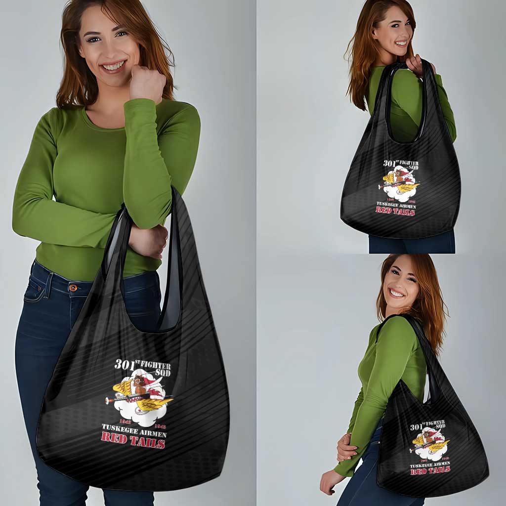 Tuskegee Airmen Red Tails Grocery Bag 301st Fighter Squadron - Black - Wonder Print Shop
