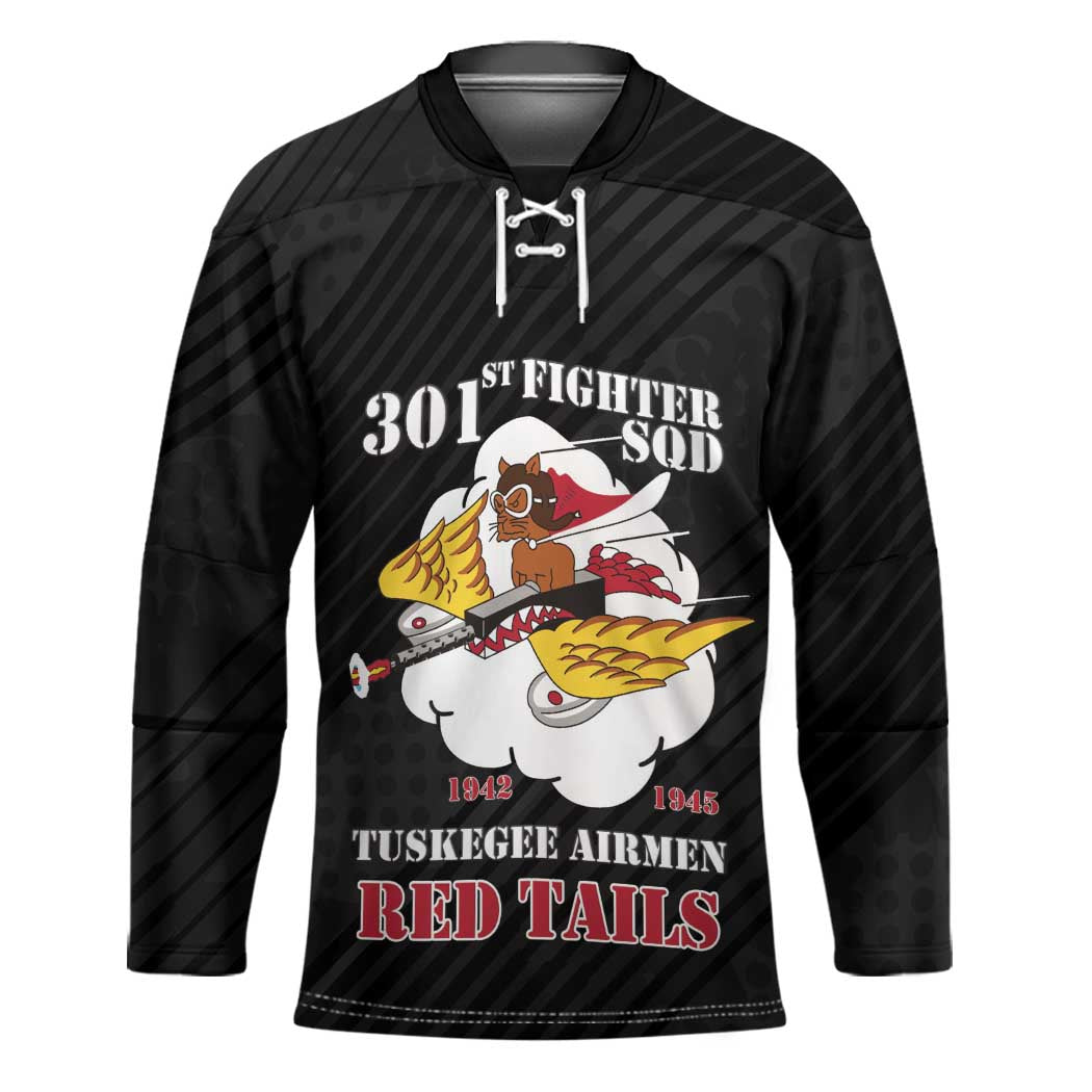 Personalized Tuskegee Airmen Red Tails Hockey Jersey 301st Fighter Squadron - Black - Wonder Print Shop