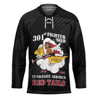 Personalized Tuskegee Airmen Red Tails Hockey Jersey 301st Fighter Squadron - Black - Wonder Print Shop