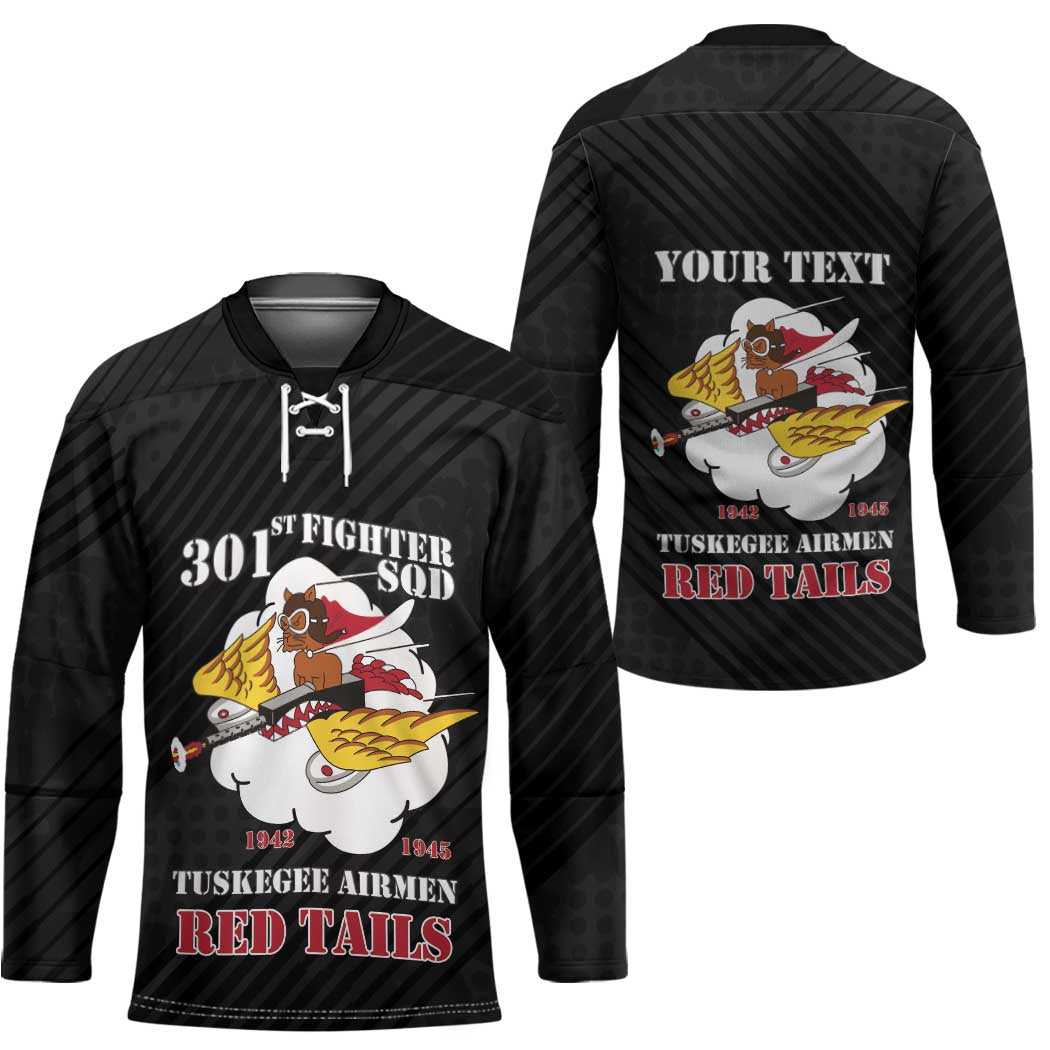 Personalized Tuskegee Airmen Red Tails Hockey Jersey 301st Fighter Squadron - Black - Wonder Print Shop