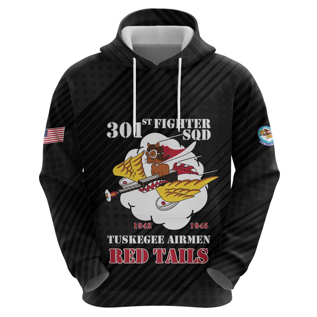 Personalized Tuskegee Airmen Red Tails Hoodie 301st Fighter Squadron - Black - Wonder Print Shop