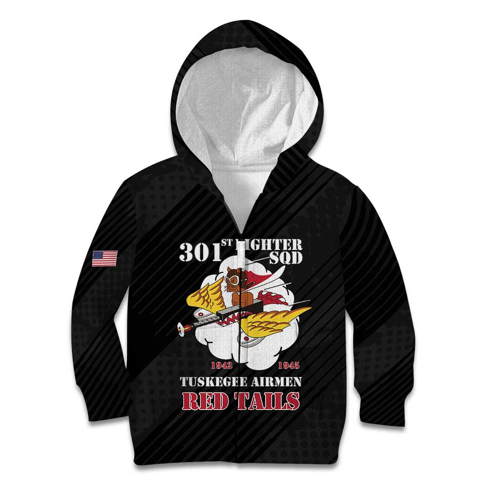 Personalized Tuskegee Airmen Red Tails Kid Hoodie 301st Fighter Squadron - Black - Wonder Print Shop