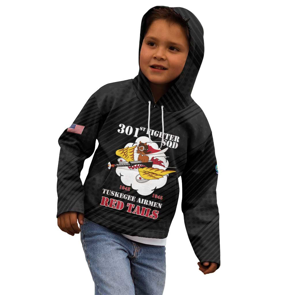 Personalized Tuskegee Airmen Red Tails Kid Hoodie 301st Fighter Squadron - Black - Wonder Print Shop