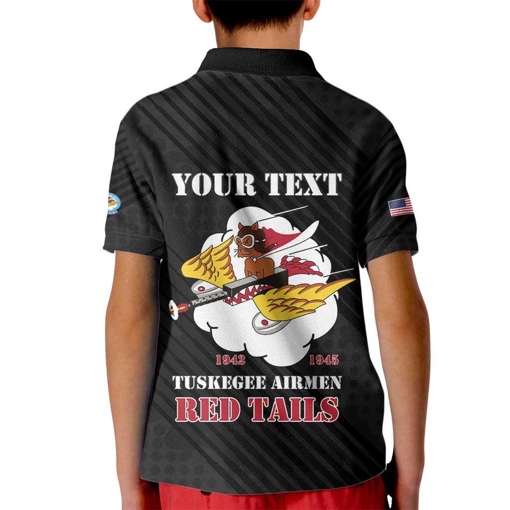 Personalized Tuskegee Airmen Red Tails Kid Polo Shirt 301st Fighter Squadron - Black - Wonder Print Shop