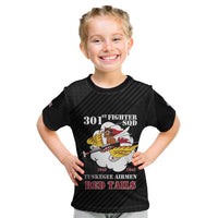 Personalized Tuskegee Airmen Red Tails Kid T Shirt 301st Fighter Squadron - Black - Wonder Print Shop
