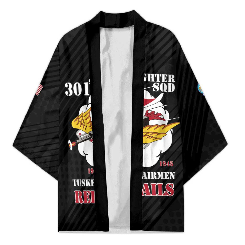 Personalized Tuskegee Airmen Red Tails Kimono 301st Fighter Squadron - Black - Wonder Print Shop