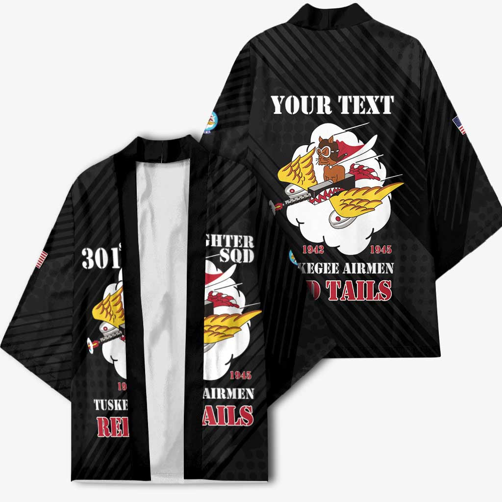 Personalized Tuskegee Airmen Red Tails Kimono 301st Fighter Squadron - Black - Wonder Print Shop