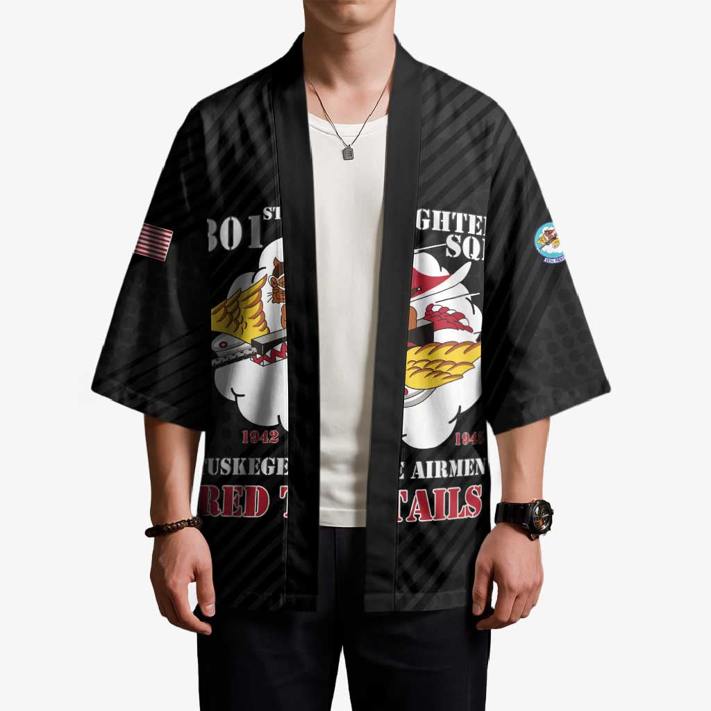 Personalized Tuskegee Airmen Red Tails Kimono 301st Fighter Squadron - Black - Wonder Print Shop
