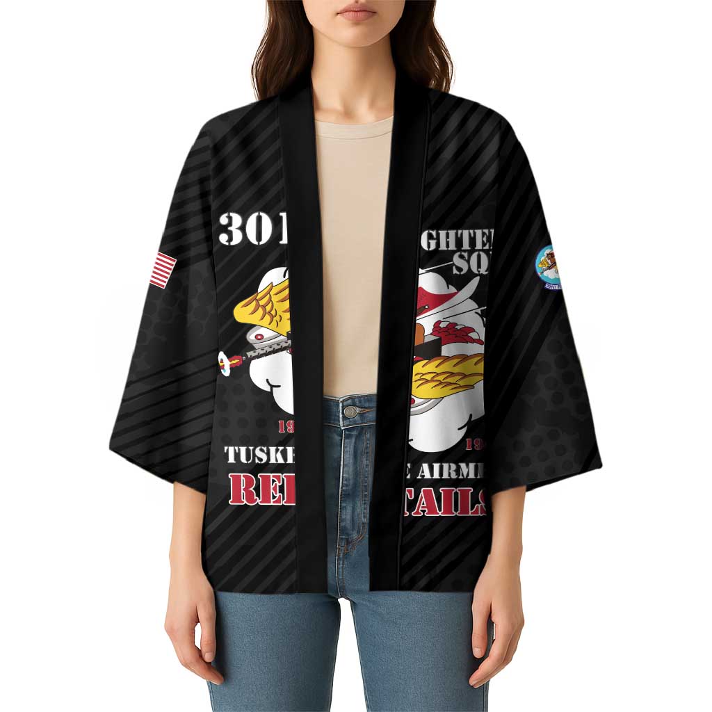 Personalized Tuskegee Airmen Red Tails Kimono 301st Fighter Squadron - Black - Wonder Print Shop