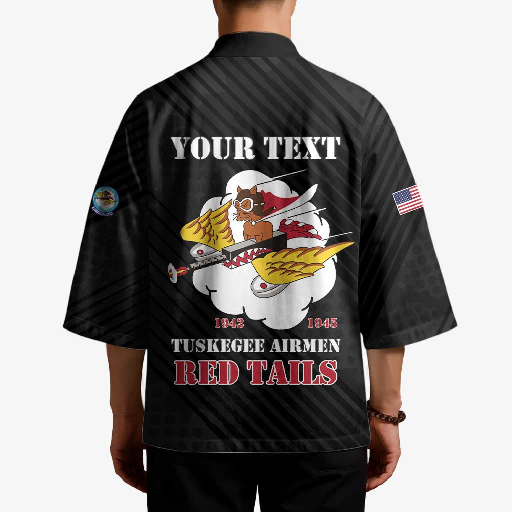 Personalized Tuskegee Airmen Red Tails Kimono 301st Fighter Squadron - Black - Wonder Print Shop