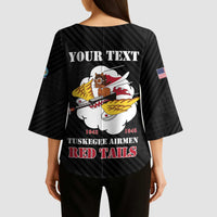 Personalized Tuskegee Airmen Red Tails Kimono Sleeve Blouse 301st Fighter Squadron - Black - Wonder Print Shop