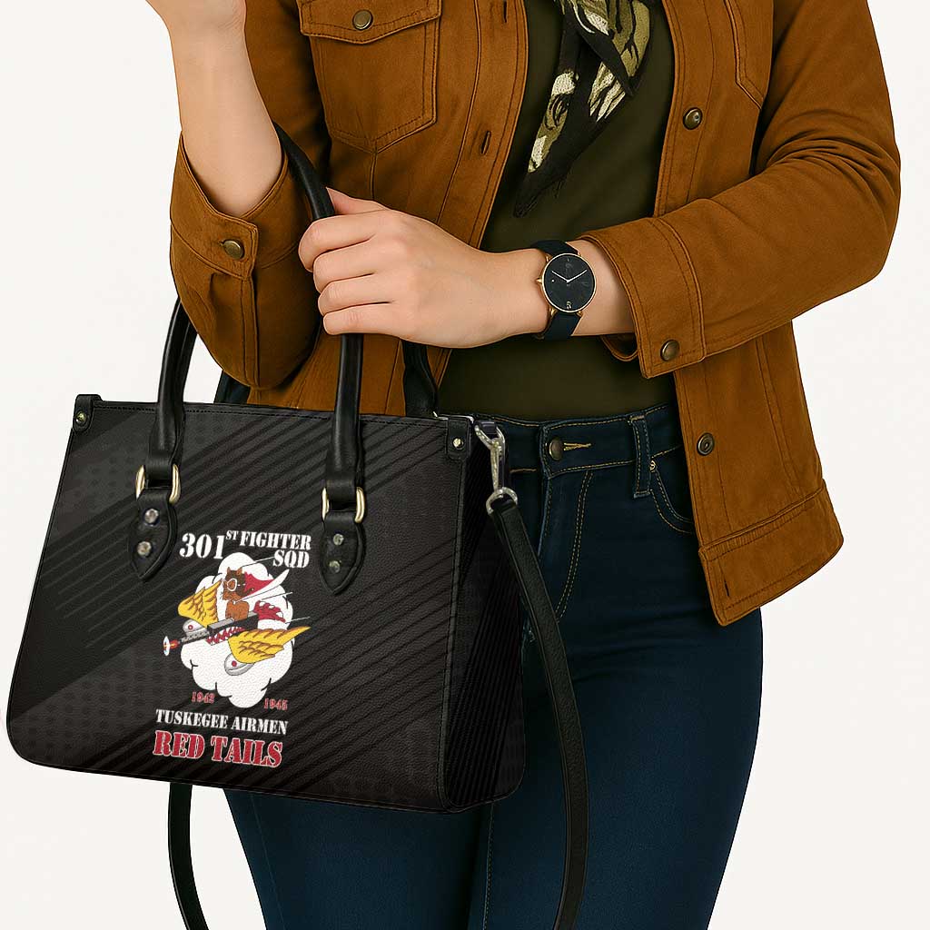 Tuskegee Airmen Red Tails Leather Bag 301st Fighter Squadron - Black - Wonder Print Shop