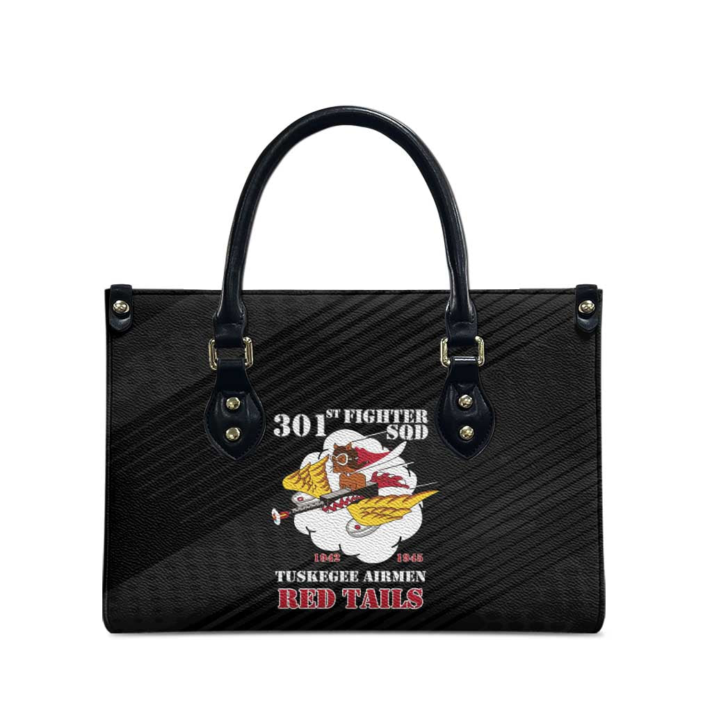 Tuskegee Airmen Red Tails Leather Bag 301st Fighter Squadron - Black - Wonder Print Shop