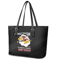 Tuskegee Airmen Red Tails Leather Tote Bag 301st Fighter Squadron - Black - Wonder Print Shop