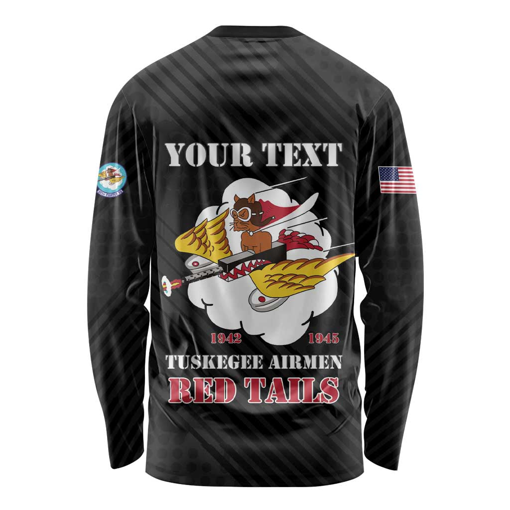 Personalized Tuskegee Airmen Red Tails Long Sleeve Shirt 301st Fighter Squadron - Black - Wonder Print Shop