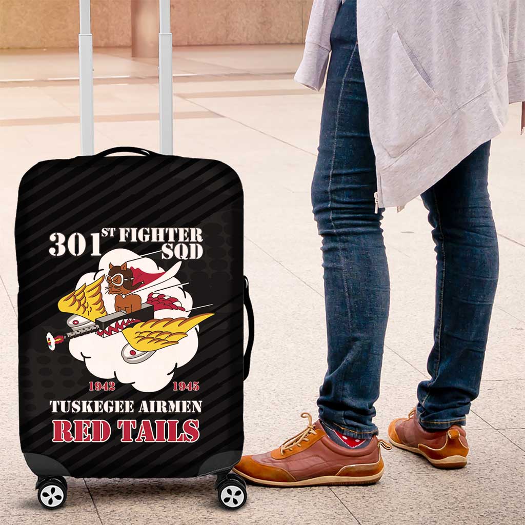 Tuskegee Airmen Red Tails Luggage Cover 301st Fighter Squadron - Black - Wonder Print Shop