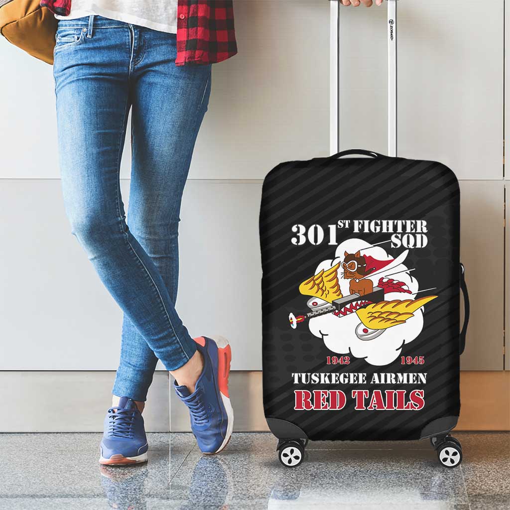 Tuskegee Airmen Red Tails Luggage Cover 301st Fighter Squadron - Black - Wonder Print Shop