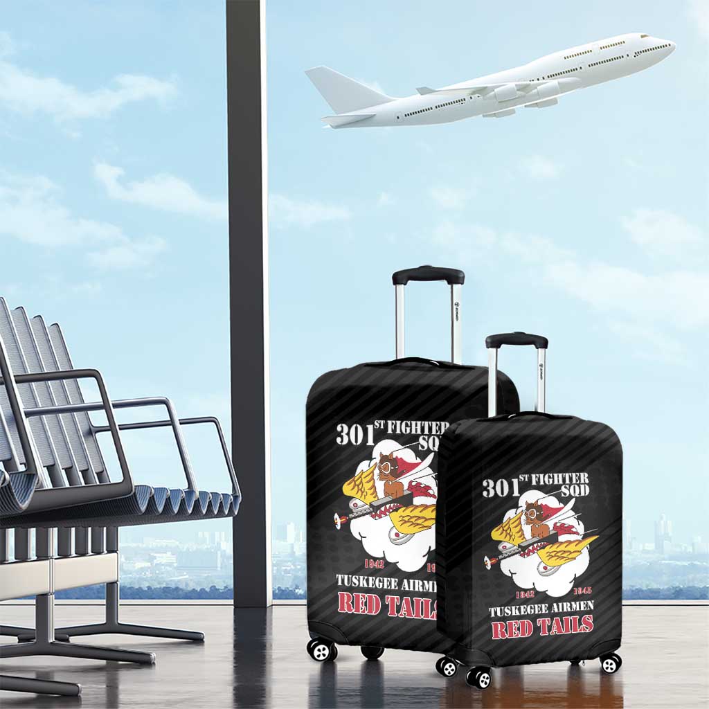Tuskegee Airmen Red Tails Luggage Cover 301st Fighter Squadron - Black - Wonder Print Shop