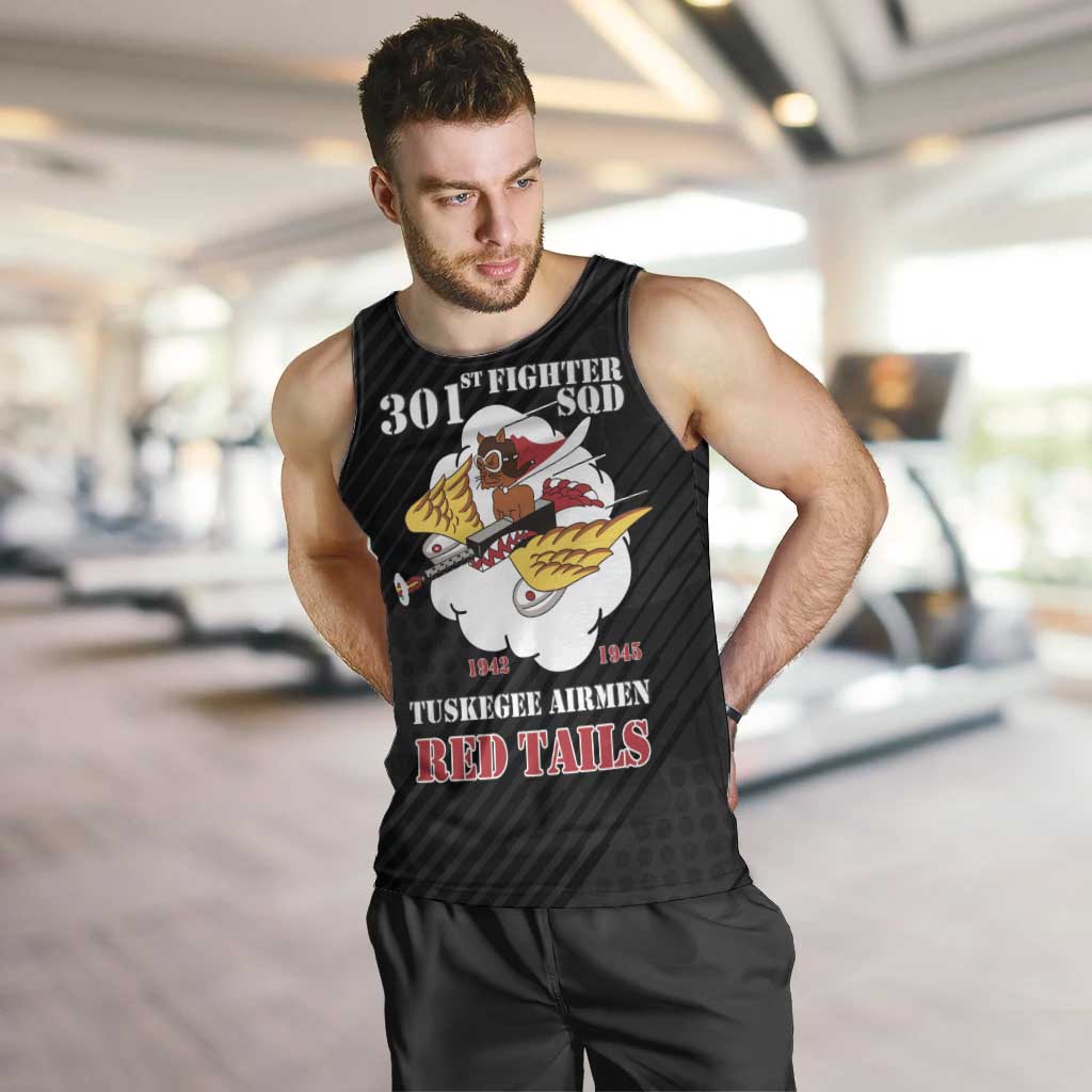 Personalized Tuskegee Airmen Red Tails Men Tank Top 301st Fighter Squadron - Black - Wonder Print Shop
