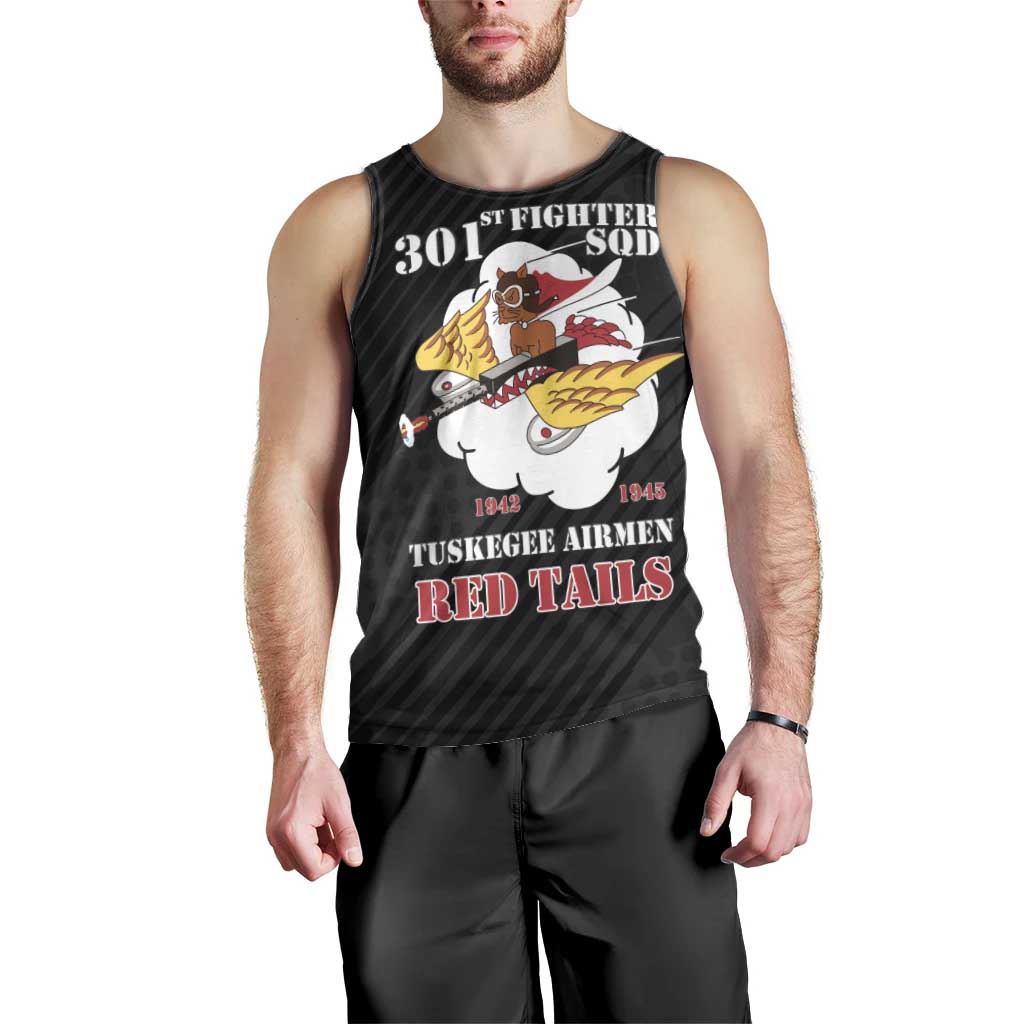 Personalized Tuskegee Airmen Red Tails Men Tank Top 301st Fighter Squadron - Black - Wonder Print Shop