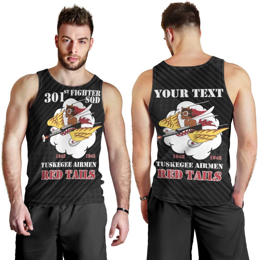 Personalized Tuskegee Airmen Red Tails Men Tank Top 301st Fighter Squadron - Black - Wonder Print Shop