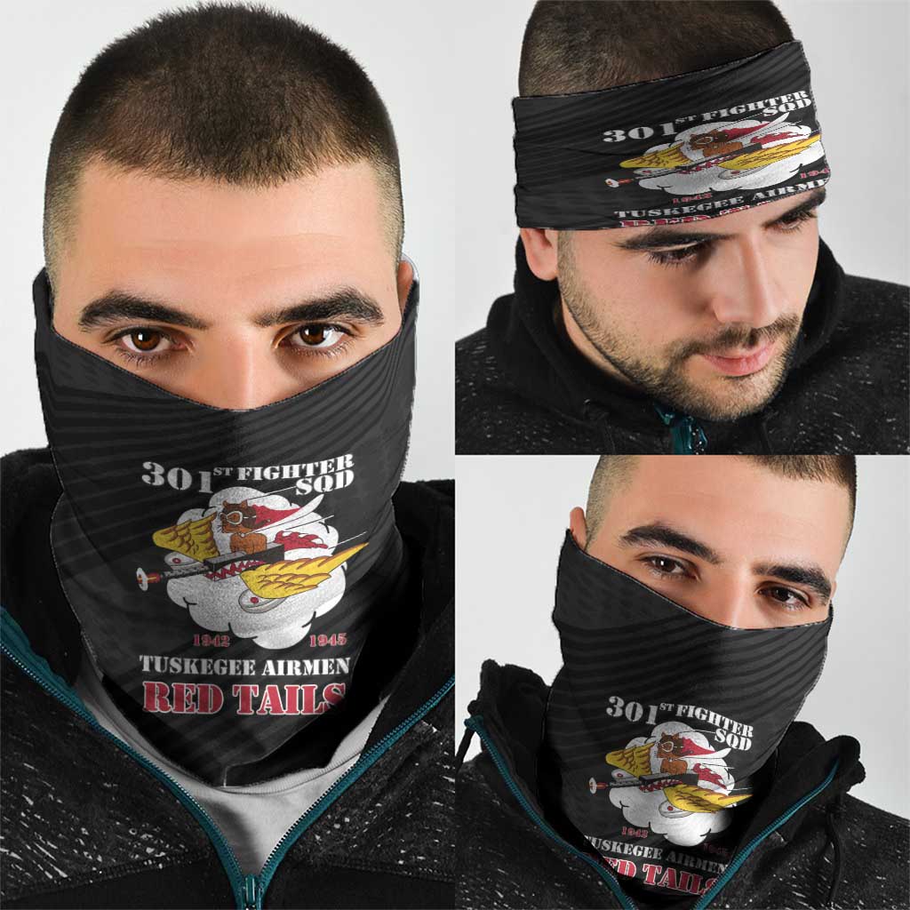 Tuskegee Airmen Red Tails Neck Gaiter 301st Fighter Squadron - Black - Wonder Print Shop